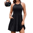 thumbnail image 1 of Sociala Built in Bra Summer Dress for Womens Casual Beach Sundress Flowy Halter Dress with Pockets, 1 of 9