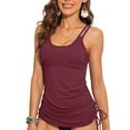 thumbnail image 1 of Sociala Double Straps Swim Tops for Womens Tie Side Tankini Tops UPF50+ U Neck Swimsuit, 1 of 5