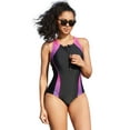 thumbnail image 1 of Sociala Grandient One Piece Sport Swimsuit for Womens Training Zipper Bathing Suits, 1 of 6