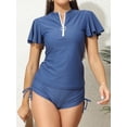 thumbnail image 1 of Sociala Half Zipper Rash Guard for Womens Ruffled Short Sleeve Swim Shirts(No Bottoms), 1 of 6