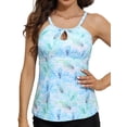 thumbnail image 1 of Sociala Halter Tankini Tops for Womens Ruched Swim Tops Built-in Bra Bath Suit Tops Only UPF50+, 1 of 4