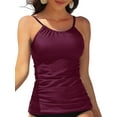 thumbnail image 1 of Sociala Halter Tankini Tops for Womens Ruched Swim Tops Built-in Bra Bath Suit Tops Only UPF50+, 1 of 6