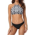 thumbnail image 1 of Sociala High Neck Bikini Top Floral Swimsuits Two Piece Bathing Suits Triangle Bottoms for Women, 1 of 5