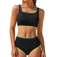 thumbnail image 1 of Sociala High Waisted Bikini Sets for Womens Sporty Two Piece Swimsuits Color Block Bathing Suits Swimwear, 1 of 10