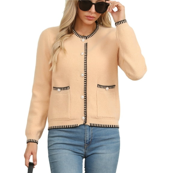 Sociala Knit Cardigans for Womens Long Sleeve Tops Button Down Crew Neck Cardigan Sweater