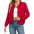 thumbnail image 1 of Sociala Knit Cardigans for Womens Long Sleeve Tops Button Down Crew Neck Cardigan Sweater, 1 of 7