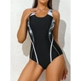 thumbnail image 1 of Sociala Lady Splicing Slimming Bathing Suit One Piece Racerback Swimwear Sport Swimsuit, 1 of 7