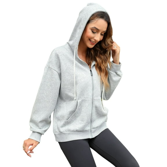 Sociala Long Sleeve Hooded Sweatshirts Pockets Jacket Coat for Womens Full Zip Up Hoodie