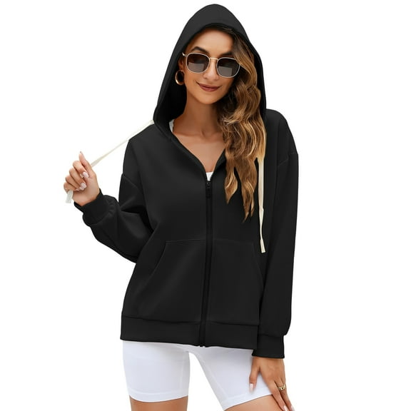 Sociala Long Sleeve Hooded Sweatshirts Pockets Jacket Coat for Womens Full Zip Up Hoodie