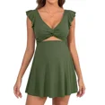 thumbnail image 1 of Sociala Maternity Ribbed One Piece Swimsuit Ruffle Twist Front Bathing Suit Retro Ruffle Swimwear, 1 of 5