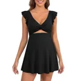 thumbnail image 1 of Sociala Maternity Ribbed One Piece Swimsuit Ruffle Twist Front Bathing Suit Retro Ruffle Swimwear, 1 of 5