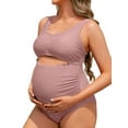 thumbnail image 1 of Sociala Maternity Square Neck One Piece Swimwear for Womens Modest Cut Out Bathing Suits Pregnancy Swimsuit, 1 of 8