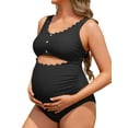 thumbnail image 1 of Sociala Maternity Square Neck One Piece Swimwear for Womens Modest Cut Out Bathing Suits Pregnancy Swimsuit, 1 of 7