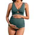 thumbnail image 1 of Sociala Maternity Swimsuit Twist Cutout Front Two Piece Bathing Suit Swimwear High Waist Pregnancy Bikini Sets, 1 of 6