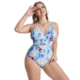 thumbnail image 1 of Sociala Plus Size One Piece Swimsuit for Women V Front Strap swimwear, 1 of 6
