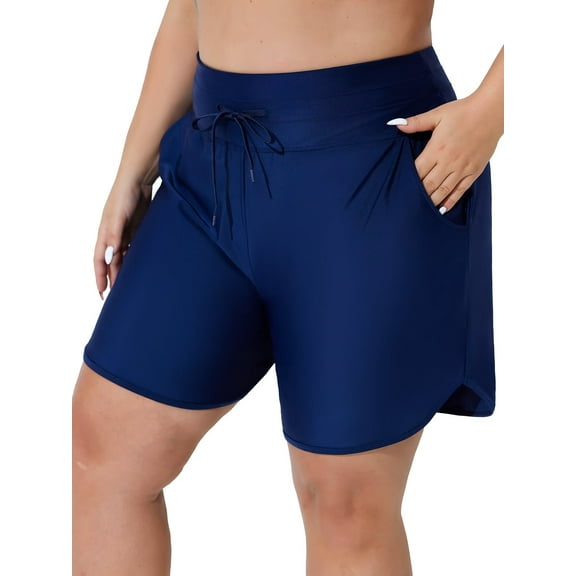 Sociala Women's Plus Size Swim Shorts High Waisted Bathing Suits Bottoms Tankini Trunks with Pockets