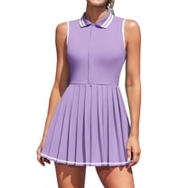 Sociala Polo Tennis Dress for Womens Zipper Golf Dresses Pleated Dress with Built in Shorts and Pockets