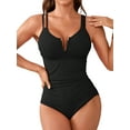 thumbnail image 1 of Sociala Ribbed Swimsuits for Womens Double Straps One Piece Swimwear, 1 of 5