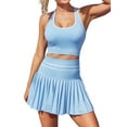 thumbnail image 1 of Sociala Ribbed Two Piece Tennis Sets Racerback Tops Pleated Skirts Athletic Golf Sets, 1 of 8