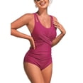 thumbnail image 1 of Sociala Ruched V Neck One Piece Swimwear Tummy Control Bath Suit Adjustable Straps Swimsuit, 1 of 6