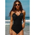 thumbnail image 1 of Sociala Ruffle-Trim Beach Swimwear Bathing Suits Monkini For Women Tie Back One Piece Swimsuit, 1 of 5