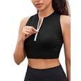 thumbnail image 1 of Sociala Solid Zipper Swim Tops for Womens Racerback Bikini Tops Built-in Bra, 1 of 4