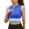 thumbnail image 1 of Sociala Solid Zipper Swim Tops for Womens Racerback Bikini Tops Built-in Bra, 1 of 4