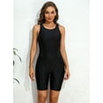 thumbnail image 1 of Sociala Splicing One Piece Athletic Swimsuit for Womens with Knee Length Sport Swimwear, 1 of 6