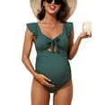 thumbnail image 1 of Sociala Square Neck Maternity Bathing Suit Cutout Modest One Piece Pregnancy Swimsuit, 1 of 8