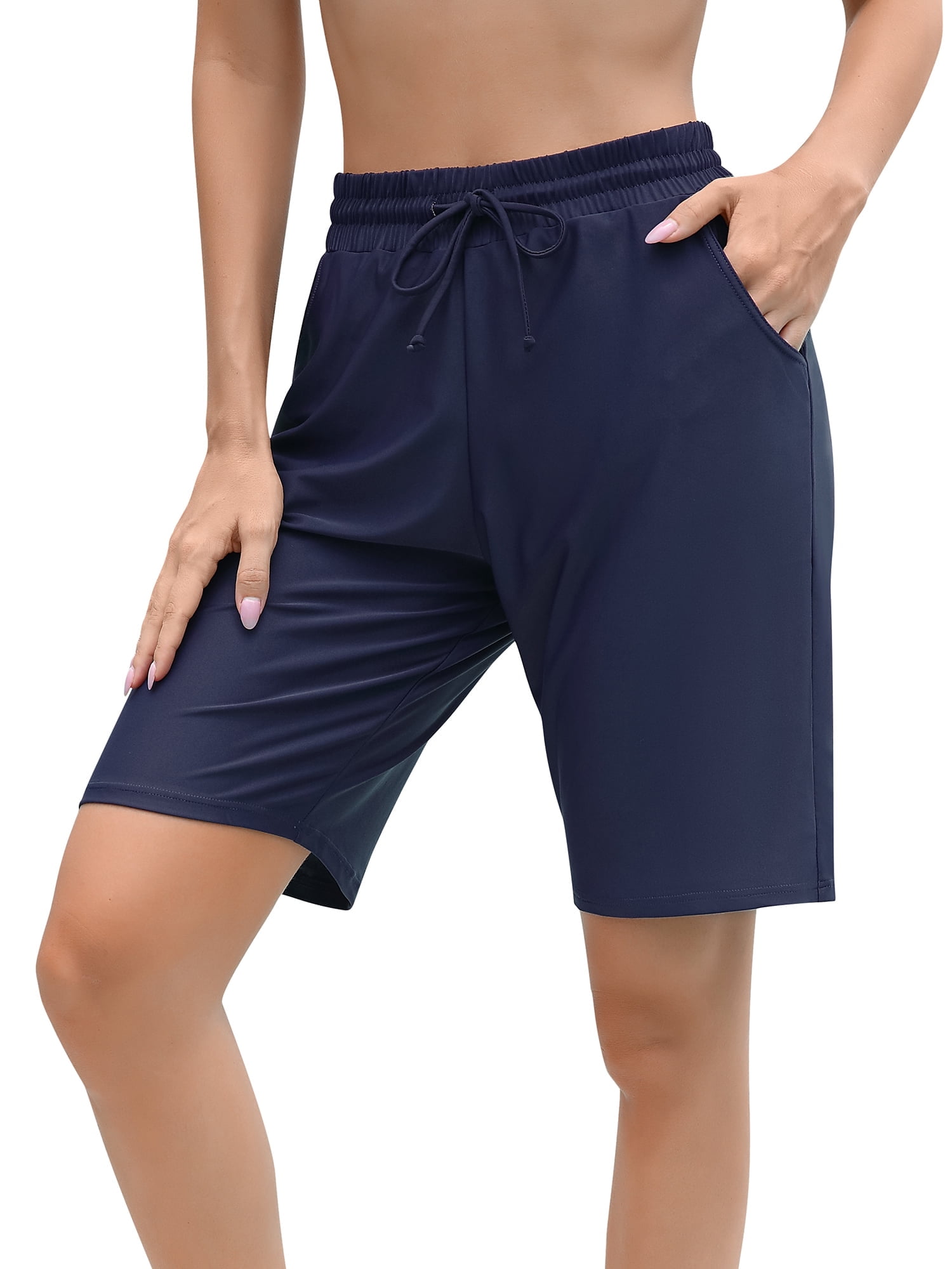 Sociala Swim Shorts Women Drawstring High Waisted Boy Leg Boardshorts ...