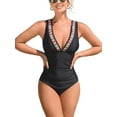 thumbnail image 1 of Sociala Tummy Control One Piece Monikini Swimwear for Womens V Neck Bath Suit Backless Swimwear, 1 of 5