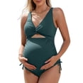 thumbnail image 1 of Sociala Twisted V Neck Ribbed Maternity Swimsuit Tie Side One Piece Pregnancy Bathing Suits, 1 of 7