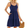 thumbnail image 1 of Sociala V Neck Cami Dresses for Womens Adjustable Strap Summer Dress with Pockets Built-in Bra Vacation Party Dress, 1 of 7