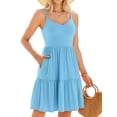 thumbnail image 1 of Sociala V Neck Cami Dresses for Womens Adjustable Strap Summer Dress with Pockets Built-in Bra Vacation Party Dress, 1 of 5