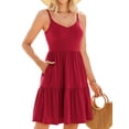 thumbnail image 1 of Sociala V Neck Cami Dresses for Womens Adjustable Strap Summer Dress with Pockets Built-in Bra Vacation Party Dress, 1 of 5