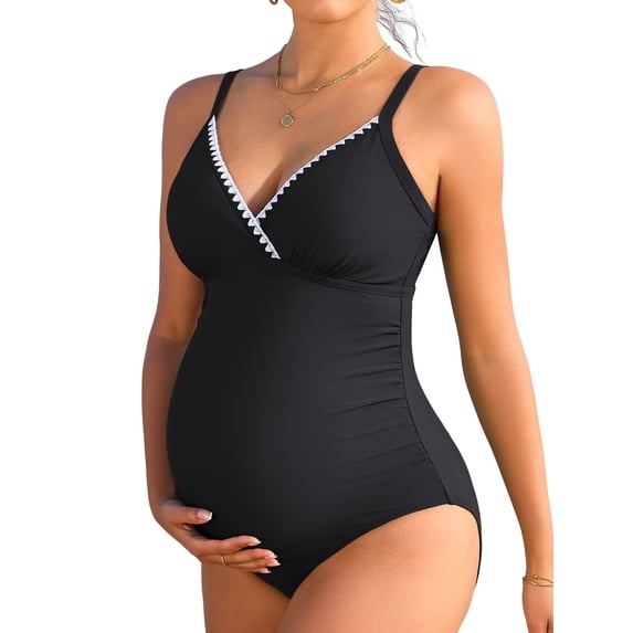 Sociala V Neck Maternity Swimsuit Ruched Side One Piece Pregnancy Bathing Suits 2026 Swimwear