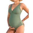 thumbnail image 1 of Sociala V Neck Maternity Swimsuit Ruched Side One Piece Pregnancy Bathing Suits Hollow Out Swimwear, 1 of 8