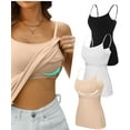 thumbnail image 1 of Sociala Women Cotton Camisole Shelf Bra Cami Adjustable Spaghetti Strap Tank Top 3-Pack, 1 of 9