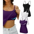 thumbnail image 1 of Sociala Women Cotton Camisole Shelf Bra Cami Adjustable Spaghetti Strap Tank Top 3-Pack, 1 of 8