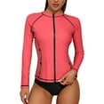 thumbnail image 1 of Sociala Women Full Zipper Rash Guard Long Sleeve Color Blocked Swimsuits UOP 50+, 1 of 7