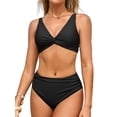 thumbnail image 1 of Sociala Women Ruched Two Piece Swimsuit Knot Twist Bikini Set V Cut Bathing Suits 2026 Swimwear, 1 of 7