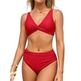 thumbnail image 1 of Sociala Women Ruched Two Piece Swimsuit Knot Twist Bikini Set V Cut Bathing Suits 2026 Swimwear, 1 of 7