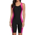 thumbnail image 1 of Sociala Women's Athletic Boyleg Swimsuit Racerback Color Block Print Unitard One Piece Swimwear, 1 of 7