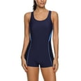 thumbnail image 1 of Sociala Women's Athletic Boyleg Swimsuit Racerback Unitard One Piece Swimwear, 1 of 6