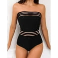 thumbnail image 1 of Sociala Women's Black Hollow Out Monikini Swimsuit High Cut Swimwear, 1 of 2