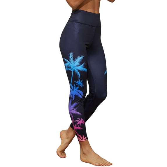 Sociala Women's Coconut Printed High Waisted Swim Pants Swim Leggings Swim Bottoms