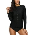 thumbnail image 1 of Sociala Women's Color Block Rash Guard Long Sleeve Zipper Swim Shirt UPF 50+, 1 of 6