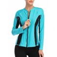 thumbnail image 1 of Sociala Women's Color Block Rash Guard Long Sleeve Zipper Swim Shirt UPF 50+, 1 of 6