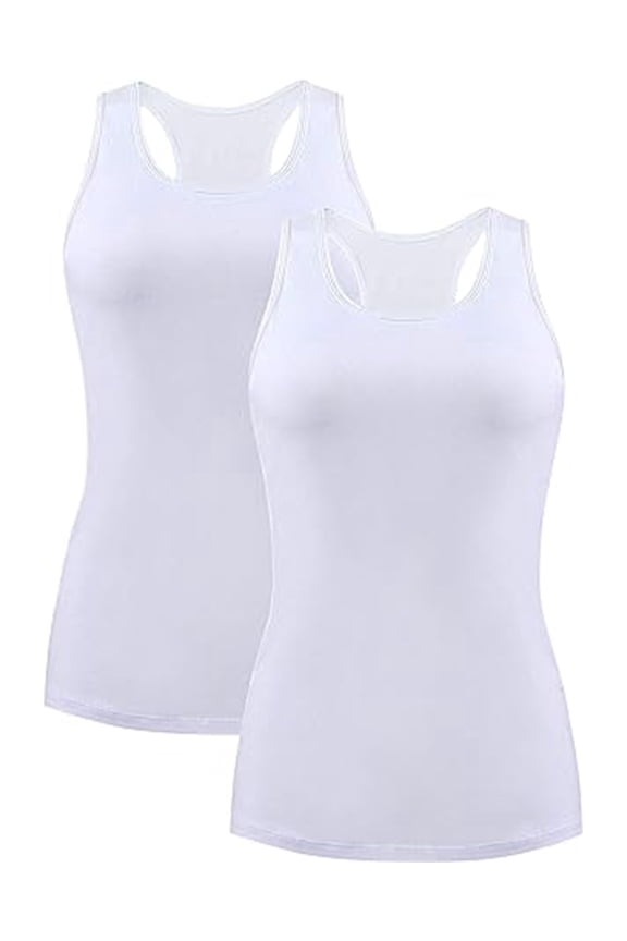 Women's Cotton Racerback Camis Tank Tops Undershirt, 2 Pack