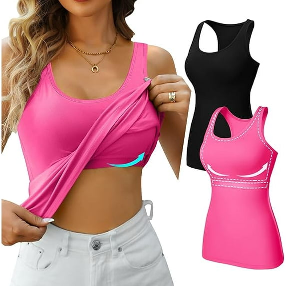 Sociala Women's Cotton Racerback Camis Tank Tops Undershirt, 2 Pack